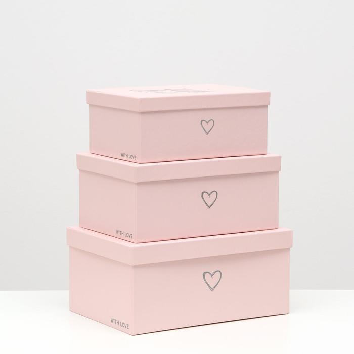 

Набор коробок 3 в 1, "With love", розов. 32 x 23 x 15 - 26 x 18 x 11 см