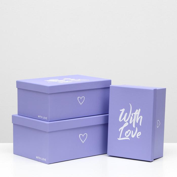 

Набор коробок 3 в 1 "With love" фиолетовый, 32 x 23 x 15 - 26 x 18 x 11 см