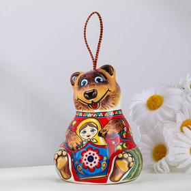 Сувенир 'Медведь с матрёшкой', 9 см, керамика Ош