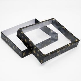 

Коробка сборная крышка-дно с окном, "Снегопад", 37 х 32 х 7 см, 1 шт.