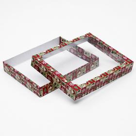 

Коробка сборная крышка-дно с окном, "Новогодняя атмосфера", 26 х 21 х 4 см, 1 шт.