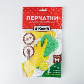 Перчатки латексные хозяйственные Komfi, размер M, цвет жёлтый от Сима-ленд
