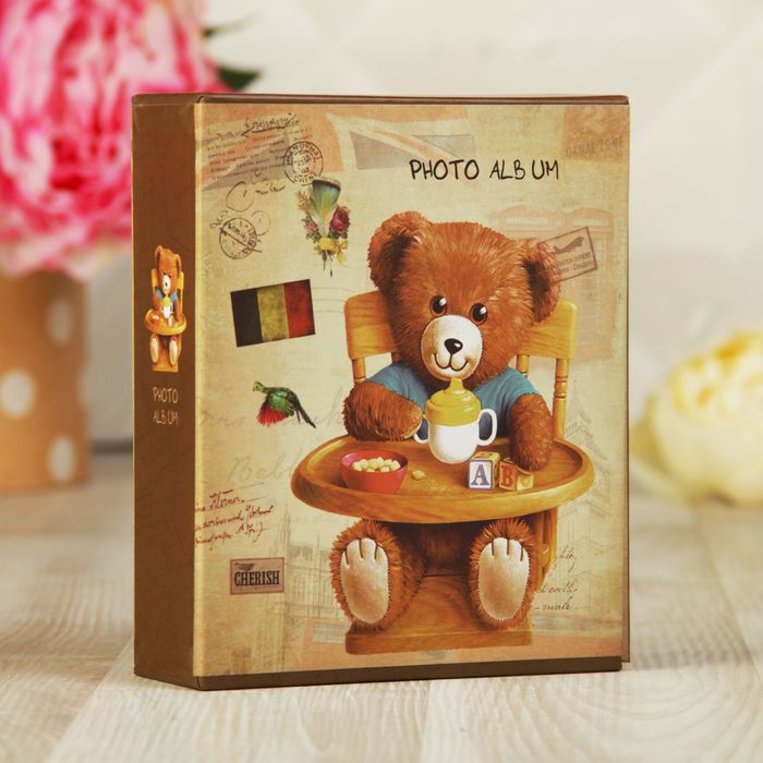 Фотоальбом на 40 фото 10х15 см в коробке "Плюшевый мишка", МИКС