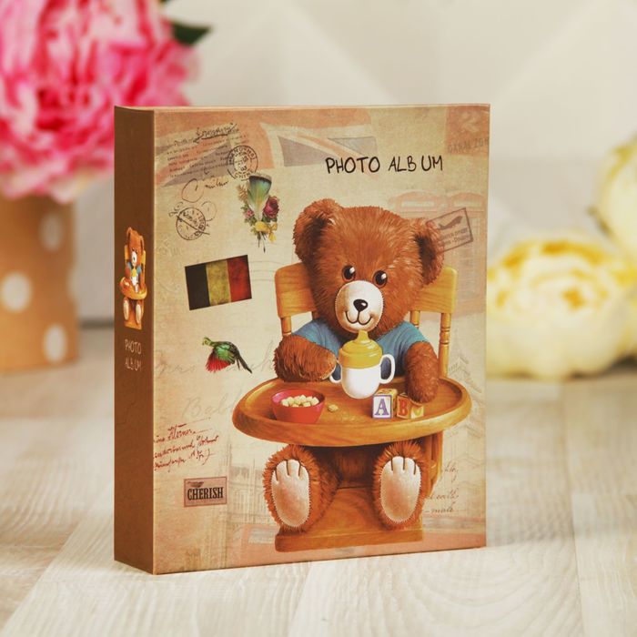 Фотоальбом на 40 фото 10х15 см в коробке "Плюшевый мишка", МИКС