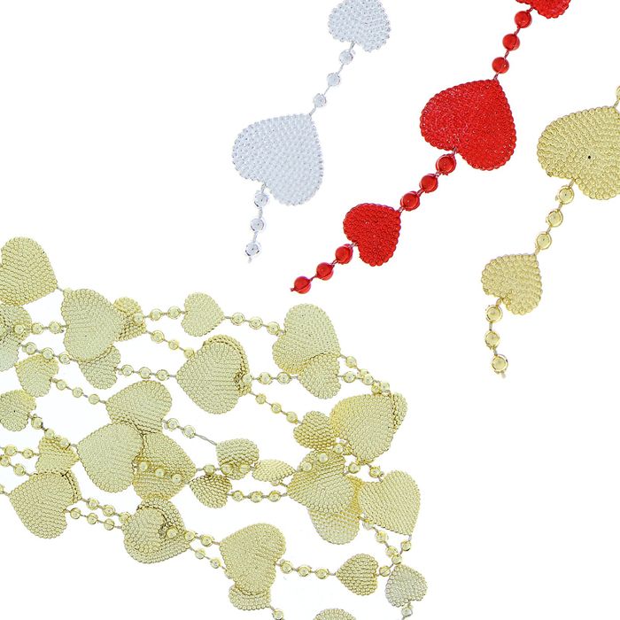 Бусы на ёлку "Переплетение" сердечки, микс