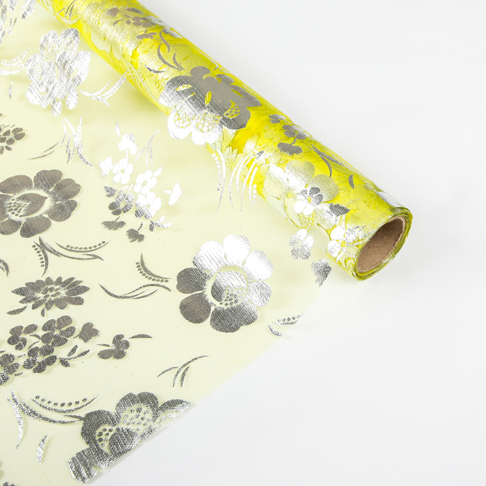 Органза "Цветочная полянка", цвет желтый