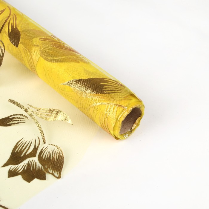 Органза "Золотые тюльпаны", цвет желтый