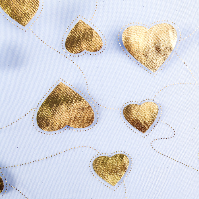 Органза "Парад сердец", синий, 0,48 х 4,5 м