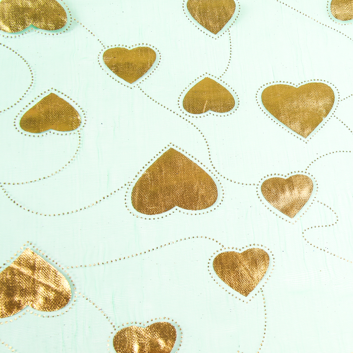 Органза "Парад сердец", ярко-зеленый, 0,48 х 4,5 м