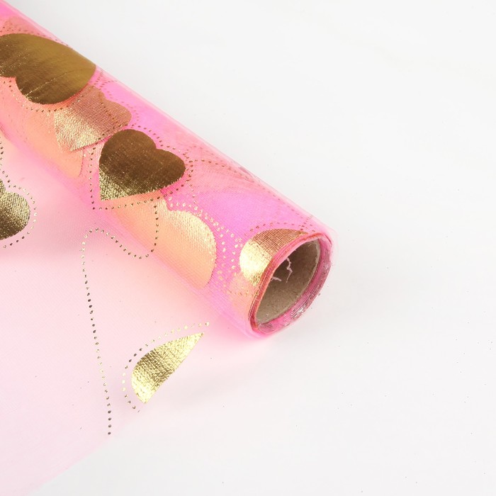Органза "Парад сердец", светло-розовый, 0,48 х 4,5 м