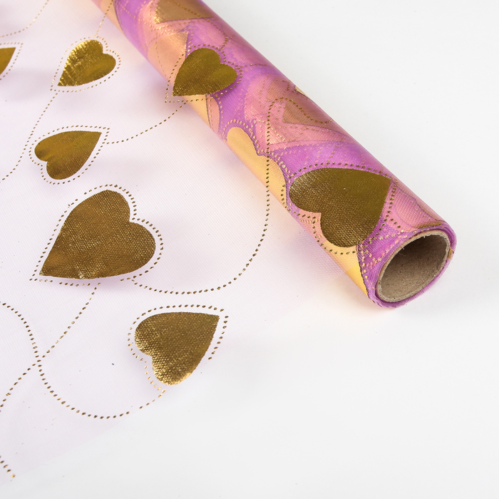 Органза "Парад сердец", сиреневый, 0,48 х 4,5 м