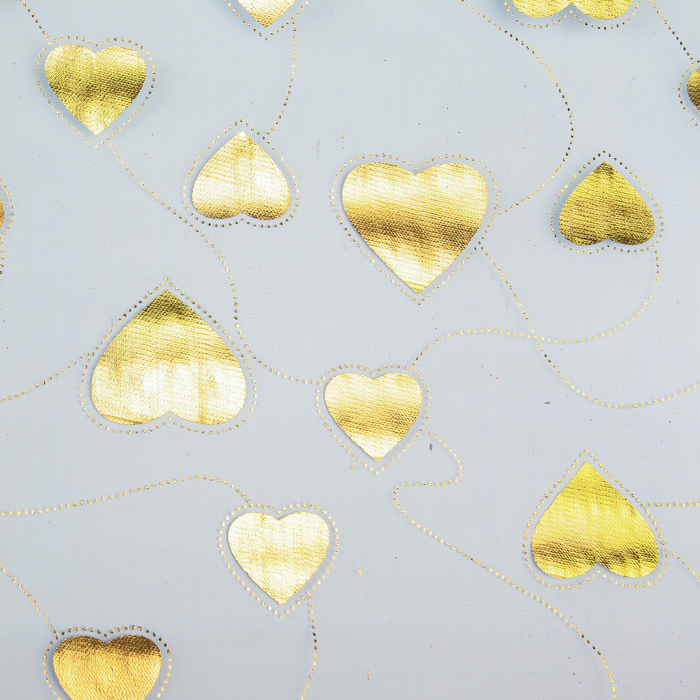 Органза "Парад сердец", голубой, 0,48 х 4,5 м