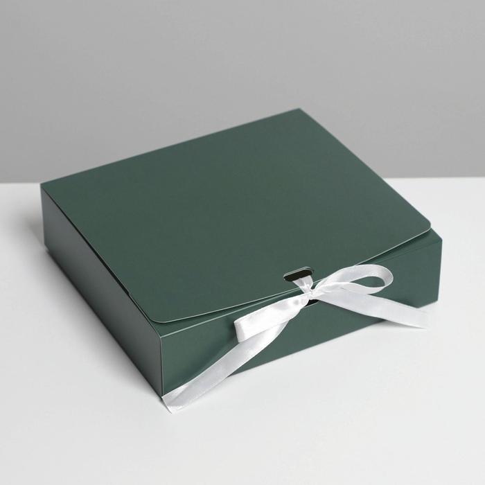 складная коробка подарочная с 8 марта 20 х 18 х 5 см Коробка подарочная складная, упаковка, «Изумрудная», 20 х 18 х 5 см