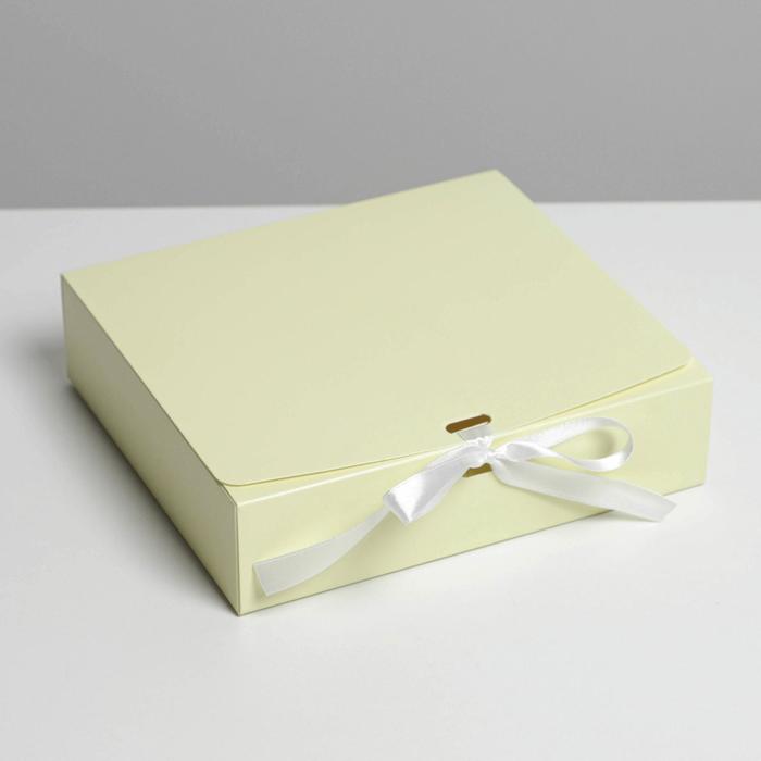 коробка складная подарочная теропром 7120264 текстура 20 × 18 × 5 см Коробка подарочная складная, упаковка, «Желтая», 20 х 18 х 5 см