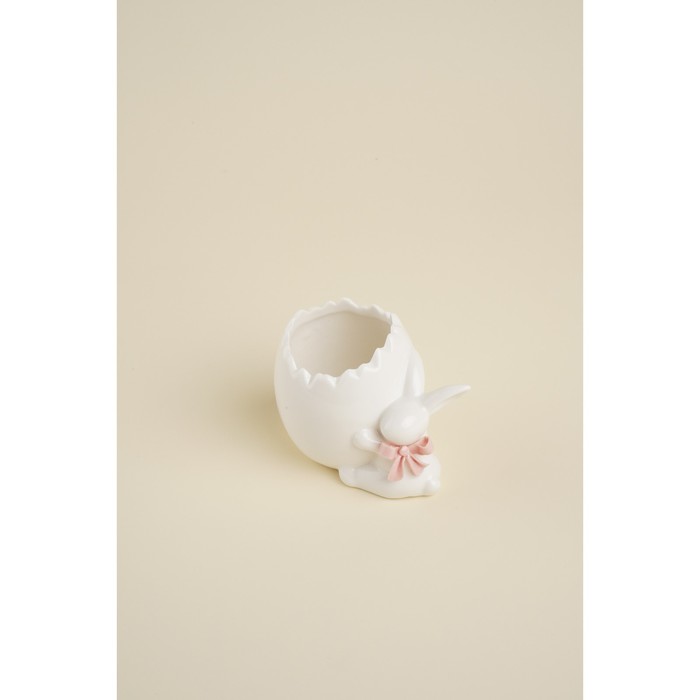 Подставка керамическая для яйца «Зайка», 9×6,5×7 см, цвет белый