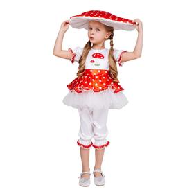 Карнавальный костюм «Мухомор», платье, панталоны, шапка, размер 116-60 Ош