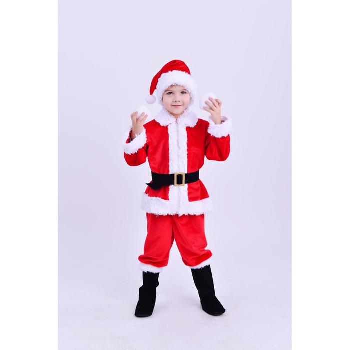 Карнавальный костюм «Санта Клаус», рубашка, брюки, ремень, колпак, размер 110-56