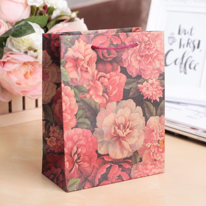 Пакет крафт "Море цветов", 14 х 7 х 18 см