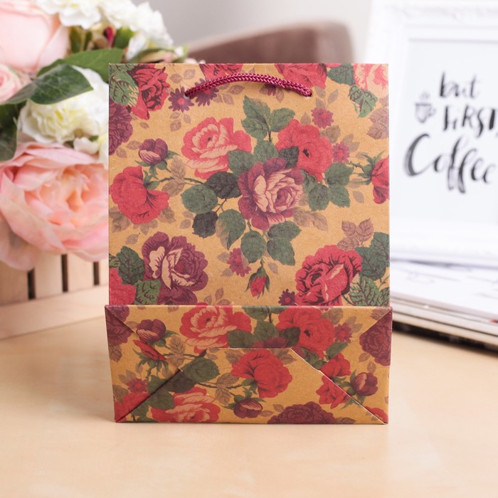 Пакет крафт "Многоцветие", 14 х 7 х 18 см