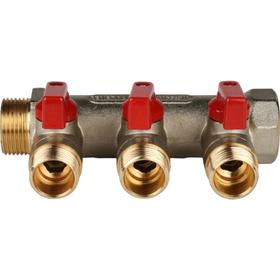 

Коллектор STOUT SMB 6200 341203, с шаровыми кранами, 3/4", 3 выхода, 1/2", красные ручки