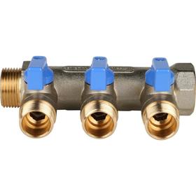 

Коллектор STOUT SMB 6201 341203, с шаровыми кранами, 3/4", 3 выхода, 1/2", синие ручки