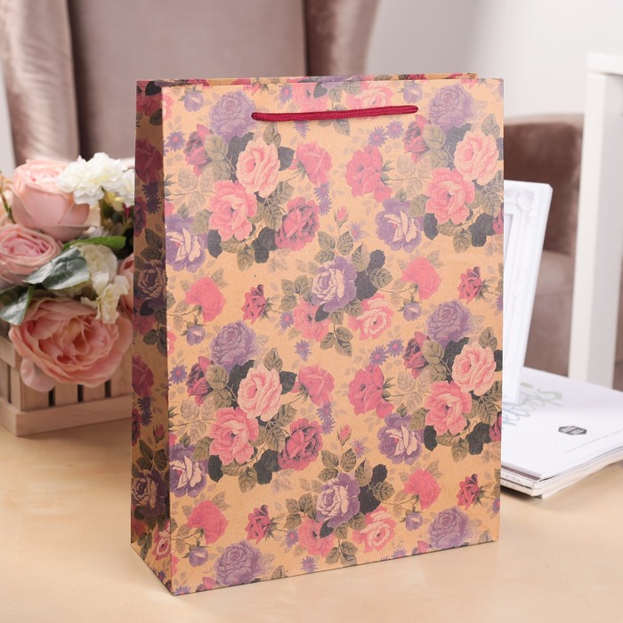 Пакет крафт "Многоцветие", 23 х 8,5 х 32 см