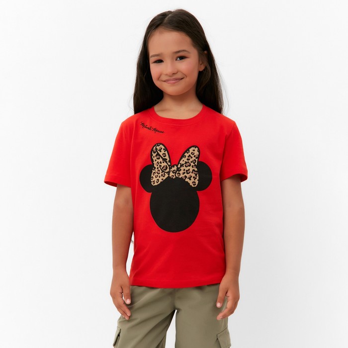 Футболка детская Минни Маус, рост 98-104, красный детская футболка задумчивая такса 104 красный