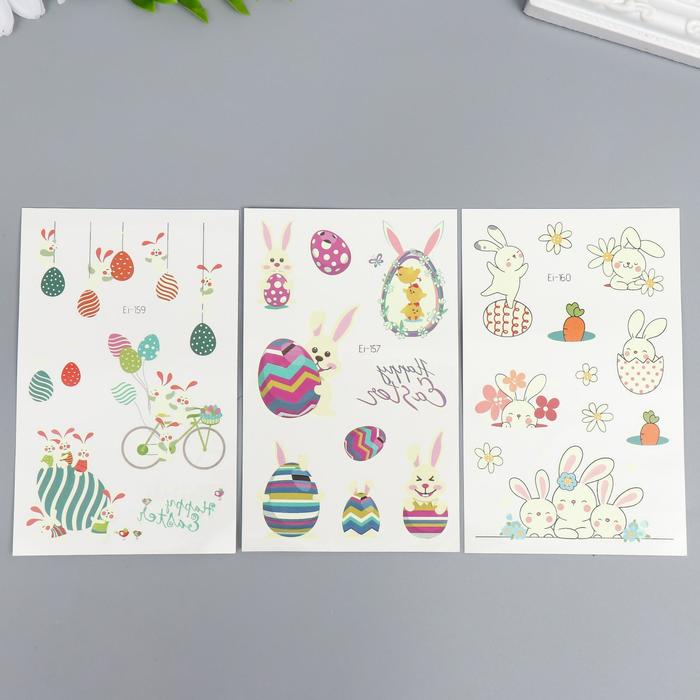 

Татуировка на тело фосфорная "Пасхальные зайки" МИКС 12х7,5 см