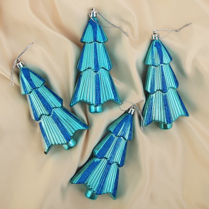 Ёлочные игрушки "Ёлочки с синим блеском" (набор 4 шт.)