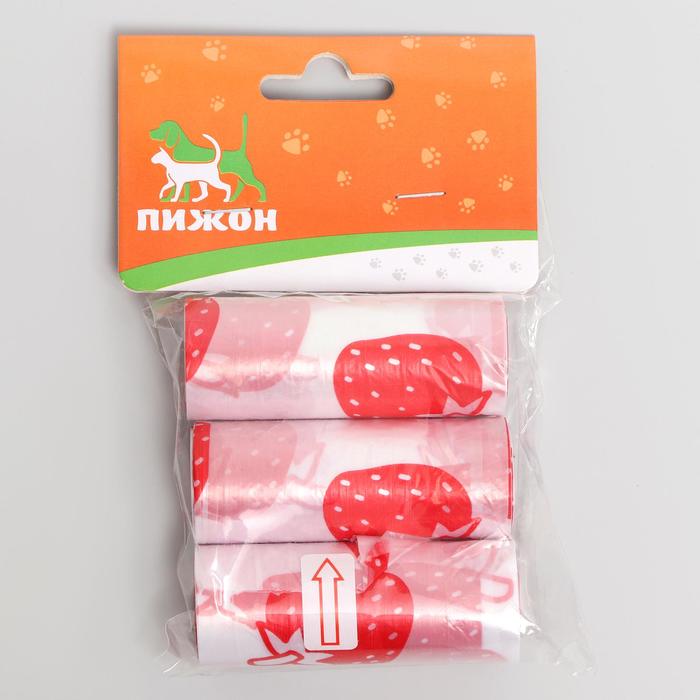

Пакеты для уборки за собаками с печатью (3 рулона по 15 пакетов 29х21 см), белые