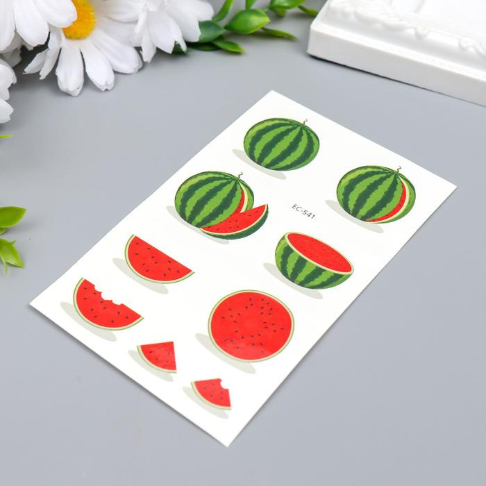 

Татуировка на тело цветная "Вкусный арбуз" 12х7,5 см