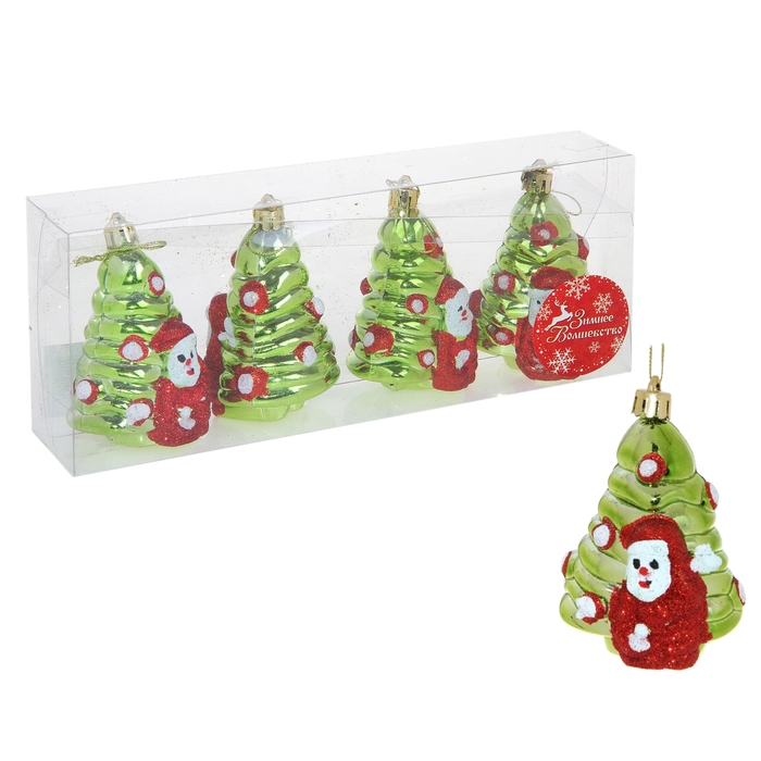 Ёлочные игрушки "Ёлочки с Дедом Морозом" (набор 4 шт.)