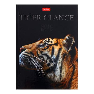 Бизнес-блокнот А6, 64 листа, в клетку/линейку, «Взгляд тигра», твёрдая обложка, глянцевая ламинация