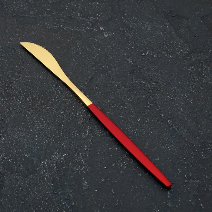 фото Нож столовый 22 см magistro "блинк" цвет золото, красная ручка, на подвесе