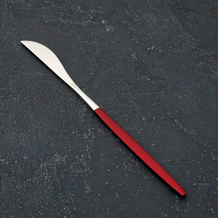 фото Нож столовый 22 см magistro "блинк" цвет серебро, красная ручка, на подвесе
