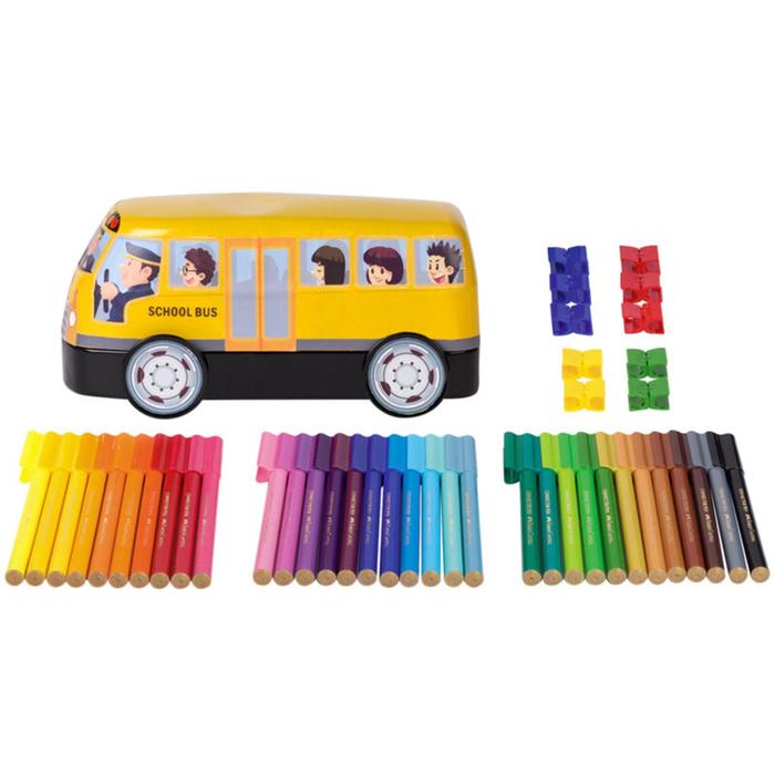 

Фломастеры Faber-Castell Connector School Bus + 10 клипов, в металлической коробке, 33 цвета