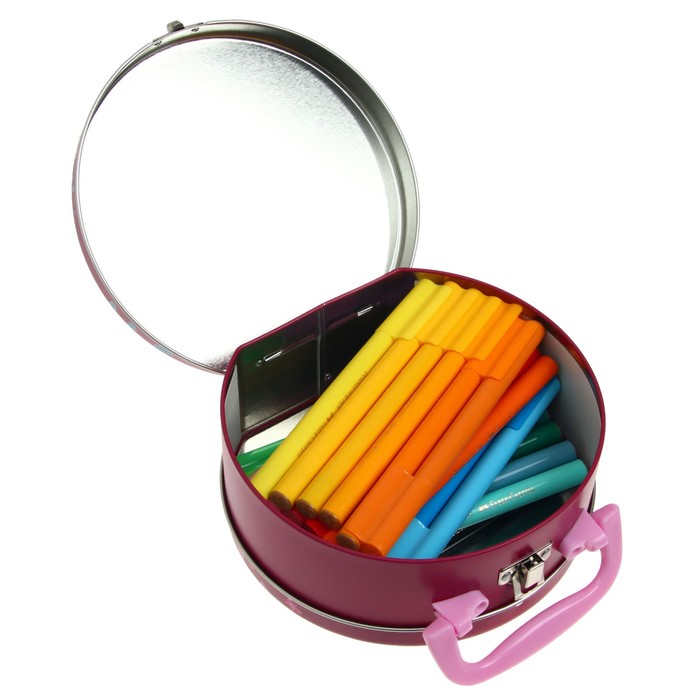 

Фломастеры 33 цвета Faber-Castell Connector Нandbag, в металлической коробке