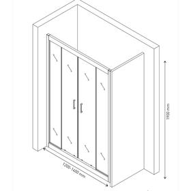 Душевое ограждение BERGES PORTA 063101, 120х140 см, прозрачное, без поддона, хром от Сима-ленд