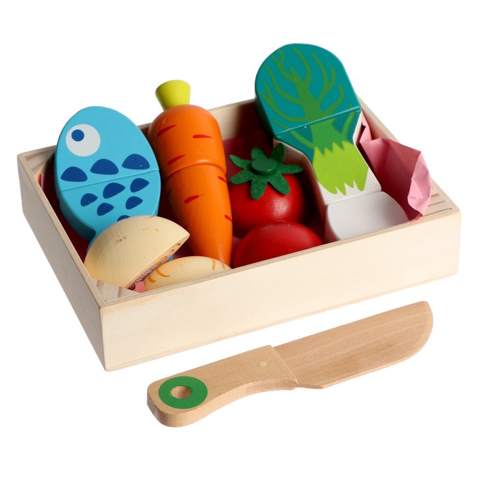 фото Игровой ящик с продуктами "овощи и рыба" 17х12,5х3,5 см