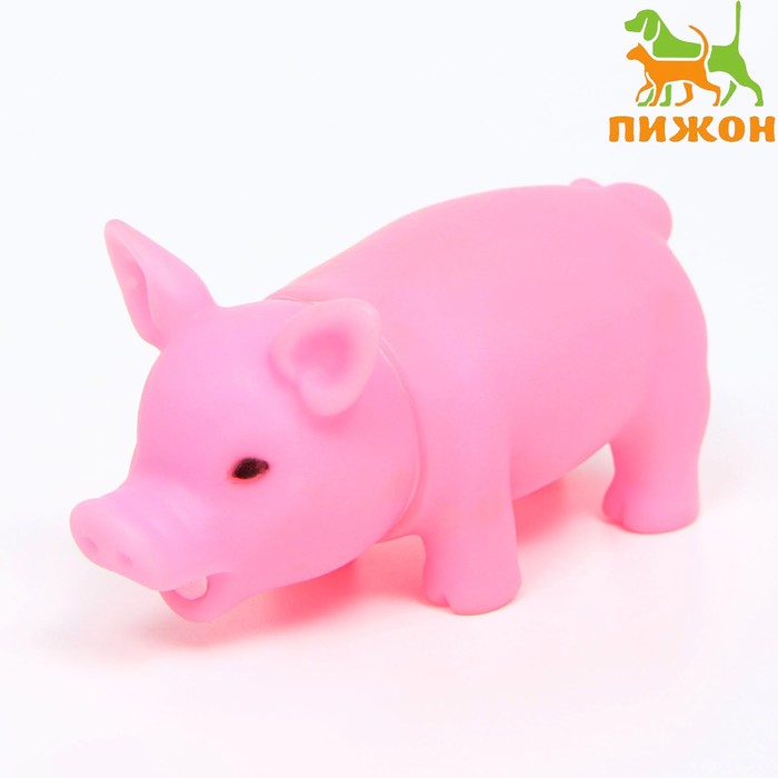 Игрушка пищащая "Маленький поросенок" для собак, 9 см, бледно-розовая