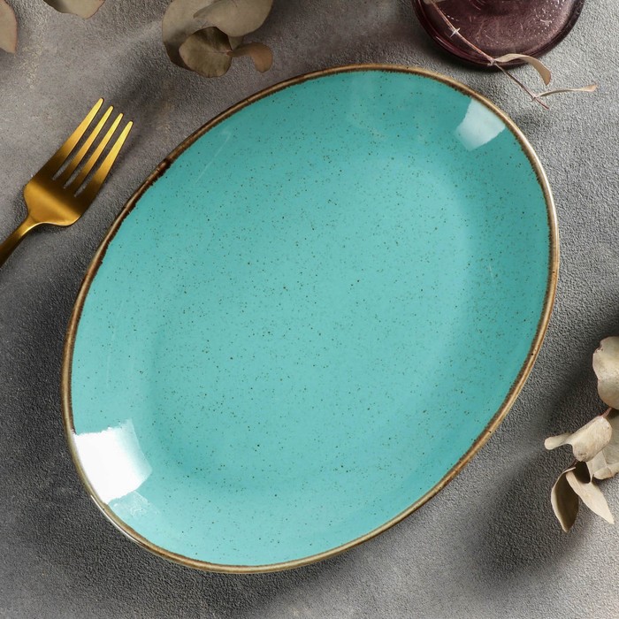 Блюдо овальное Turquoise, 18×24 см, цвет бирюзовый