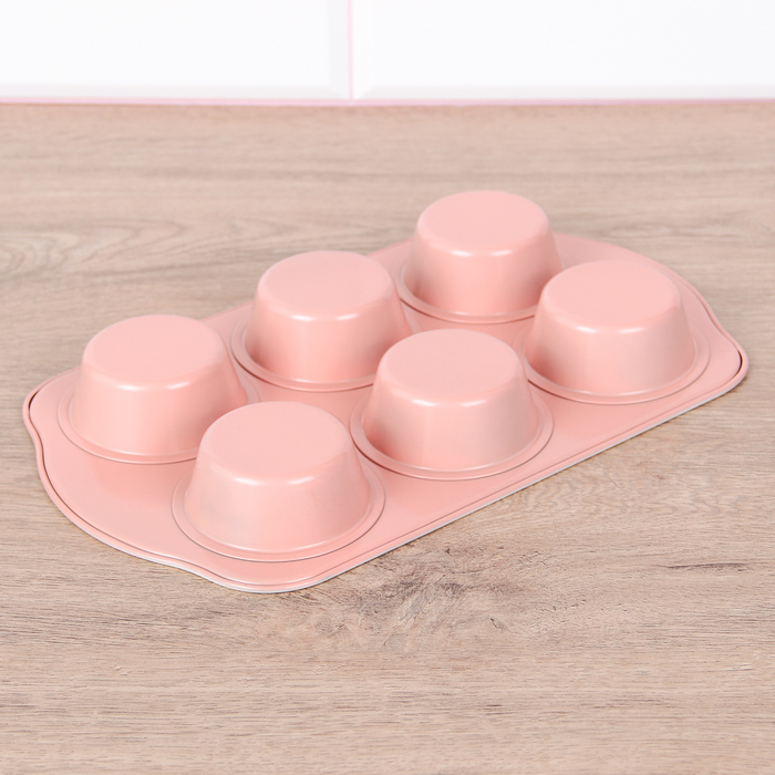 Форма для выпечки с керамическим покрытием "Флёри. Круг" 6 ячеек 28,52х17,5х3 см