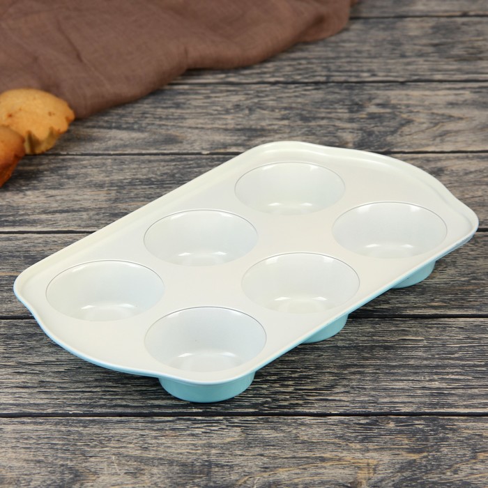 Форма для выпечки с керамическим покрытием "Флёри. Круг" 6 ячеек 28,52х17,5х3 см