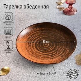 Тарелка плоская Porland Lykke, d=25 см, цвет коричневый