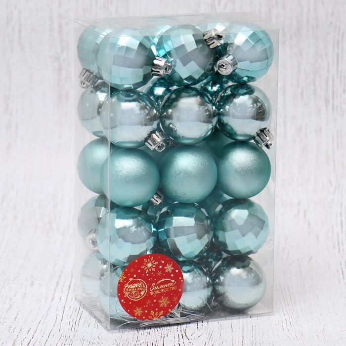 фото Набор шаров пластик d-4 см, 30 шт "диско ассорти" зелёный зимнее волшебство