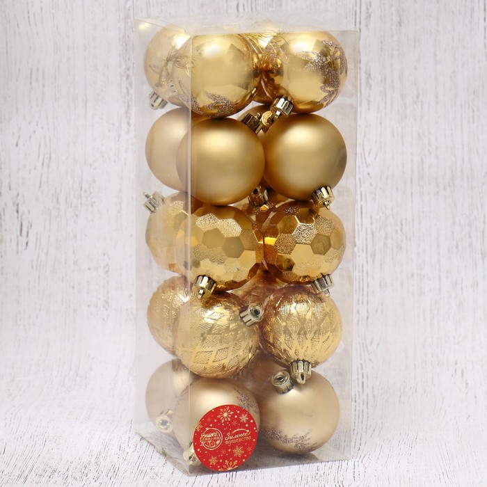 фото Набор шаров пластик d-6 см, 20 шт "виржини ассорти" золото зимнее волшебство