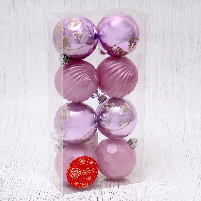 фото Набор шаров пластик d-6 см, 8 шт "шанталь" зимнее волшебство