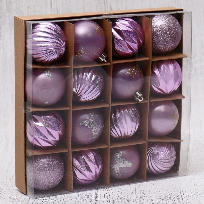 фото Набор шаров пластик d-6 см, 16 шт "патрис полоски" зимнее волшебство