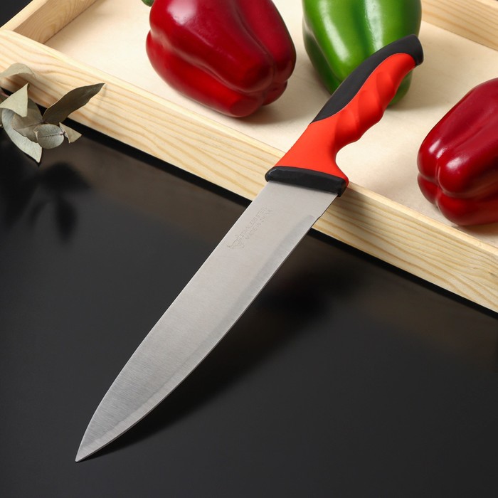 Нож - шеф Доляна Bull, лезвие 23 см, цвет красный доляна нож шеф bull лезвие 20 5 см цвет красный