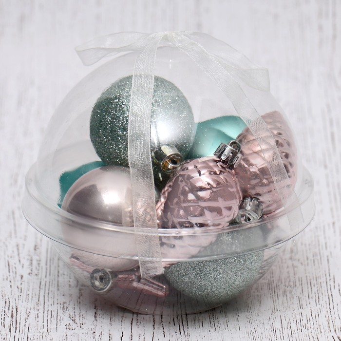 фото Набор украшений пластик 10 шт "джоан" розово-зелёный зимнее волшебство